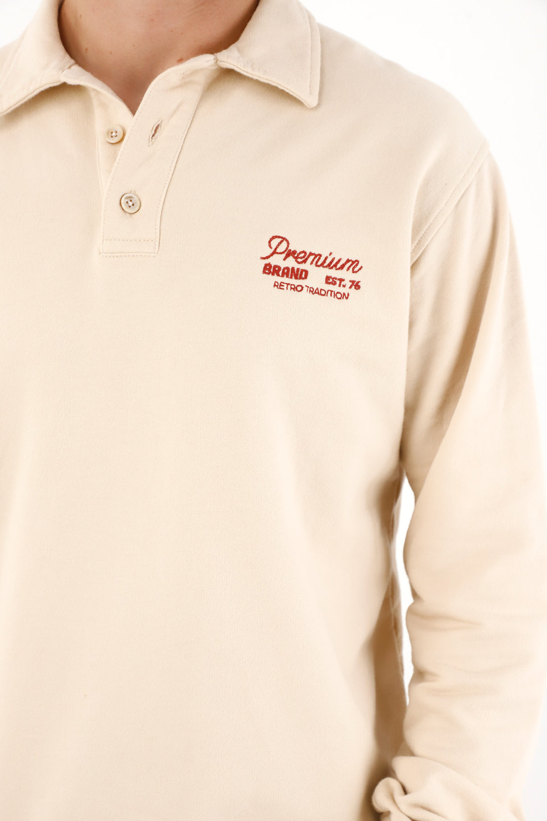 Men's Polo-Style Sweatshirt with Mini Heart Print
