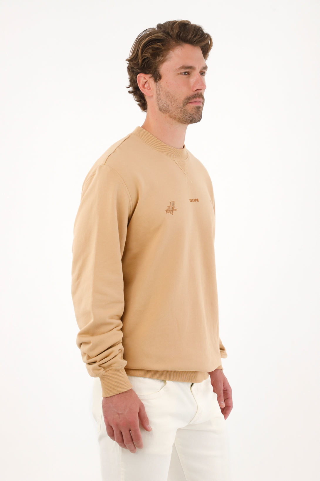 Men's Cozy Brown Printed Sweatshirt