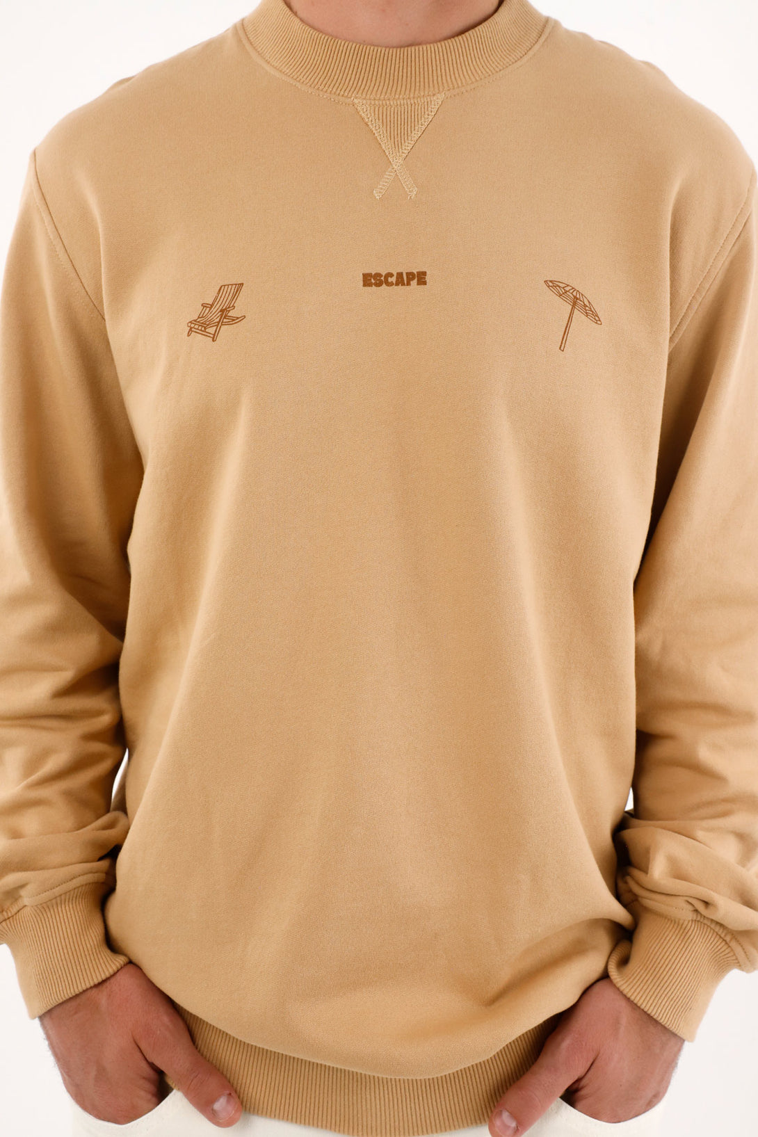 Men's Cozy Brown Printed Sweatshirt