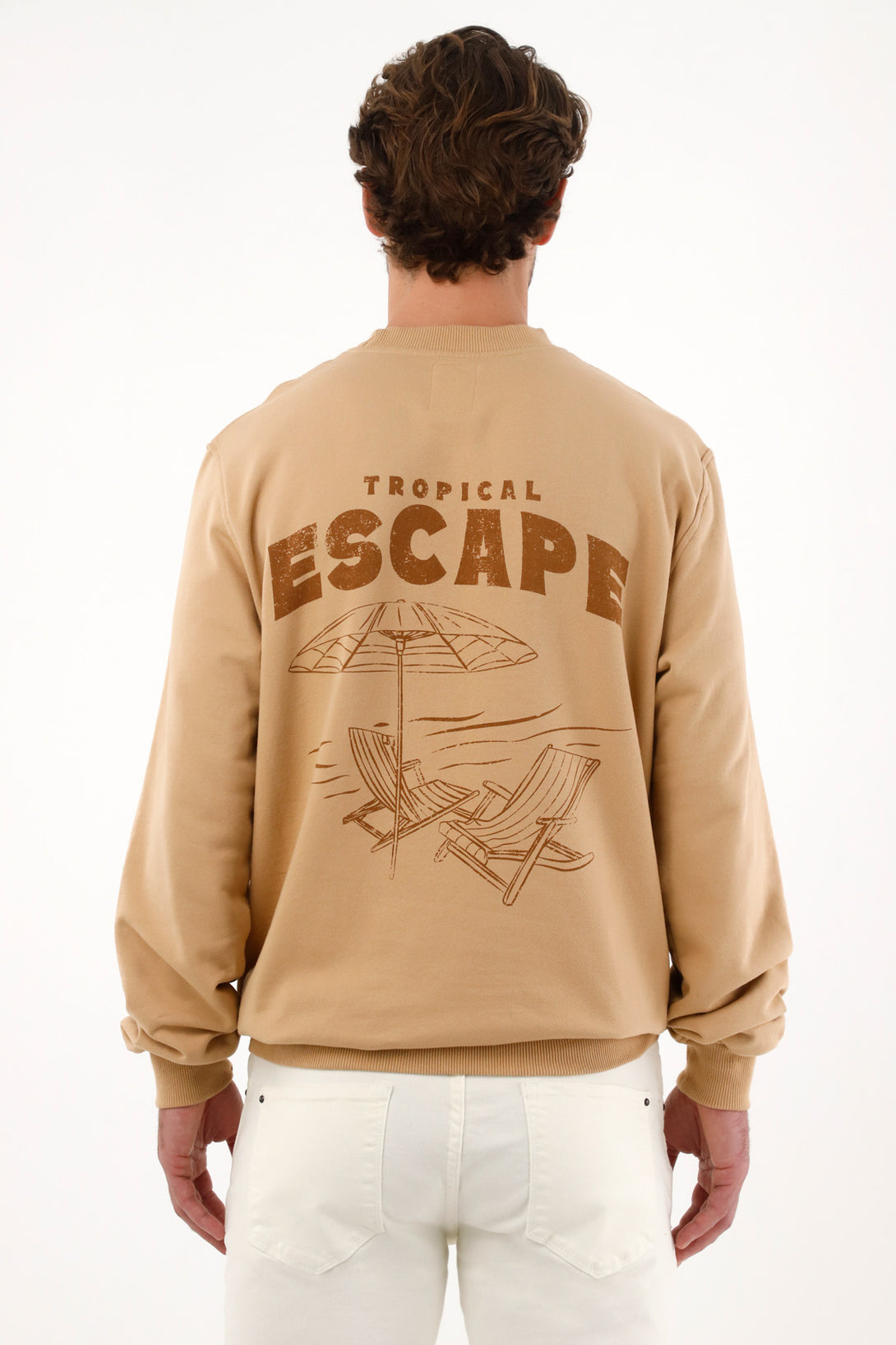 Men's Cozy Brown Printed Sweatshirt