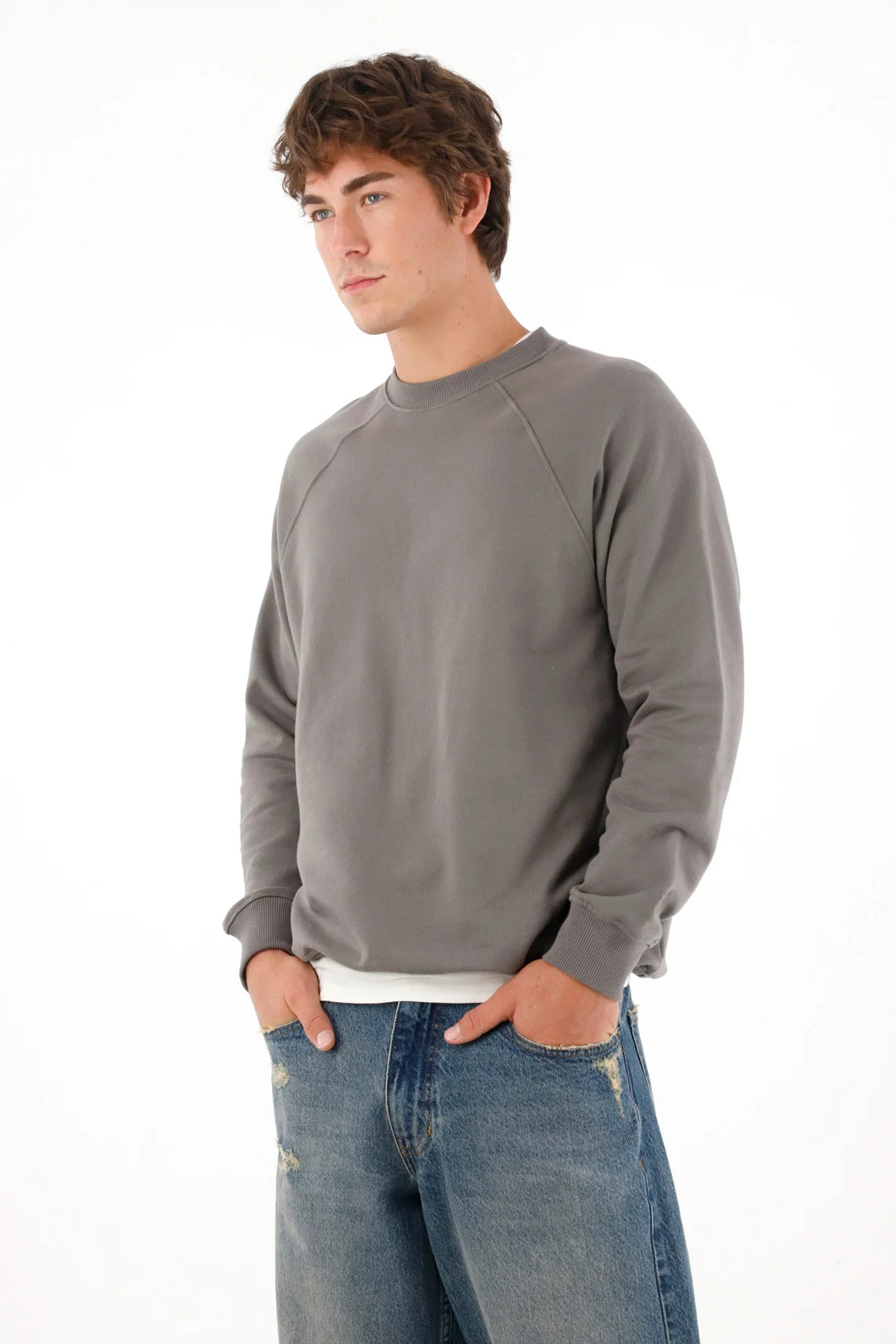 Men's grey brushed fabric diver