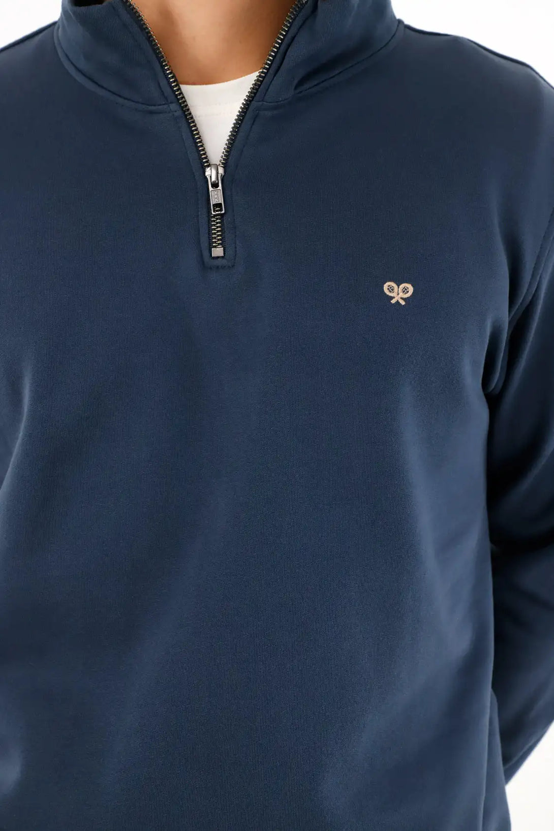 Men's blue turtleneck sweatshirt