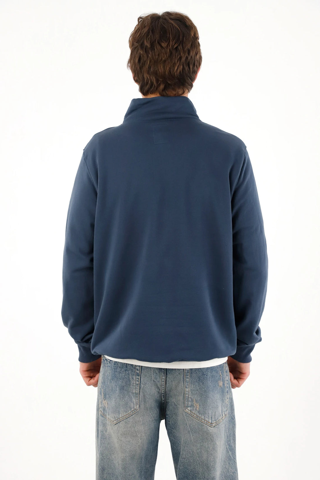 Men's blue turtleneck sweatshirt
