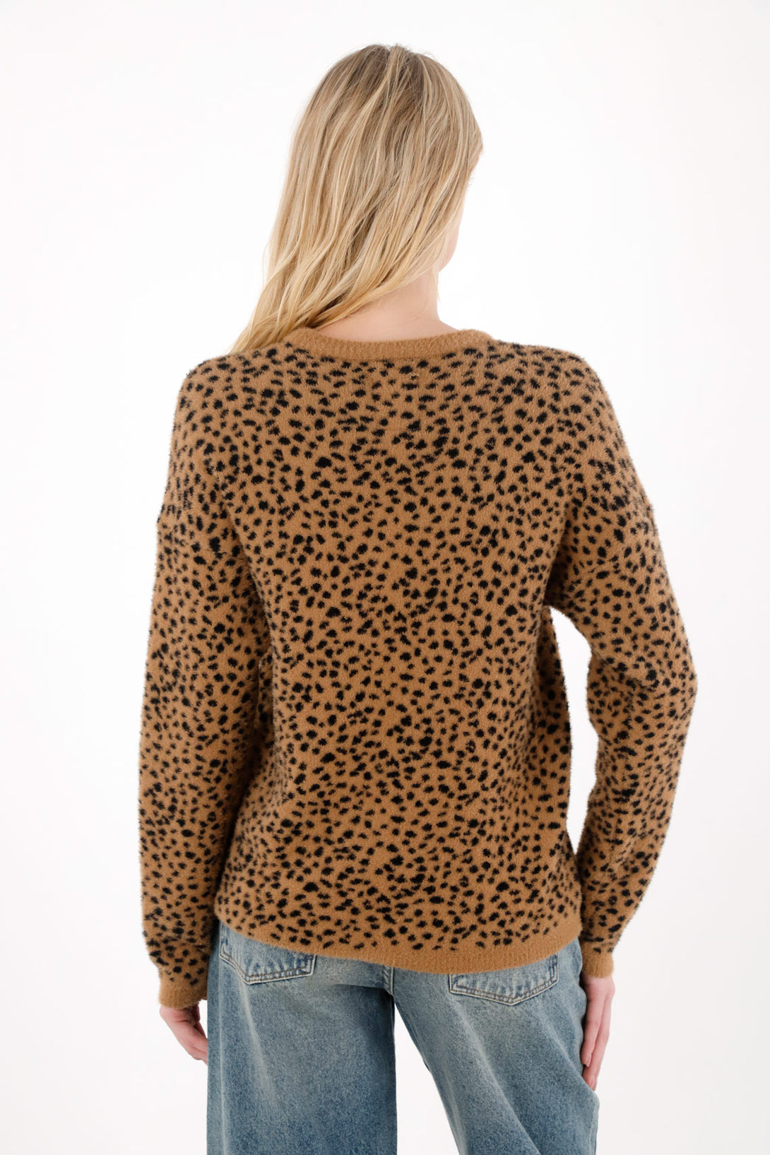 Fleece Knit Sweatshirt Animal Print for Women