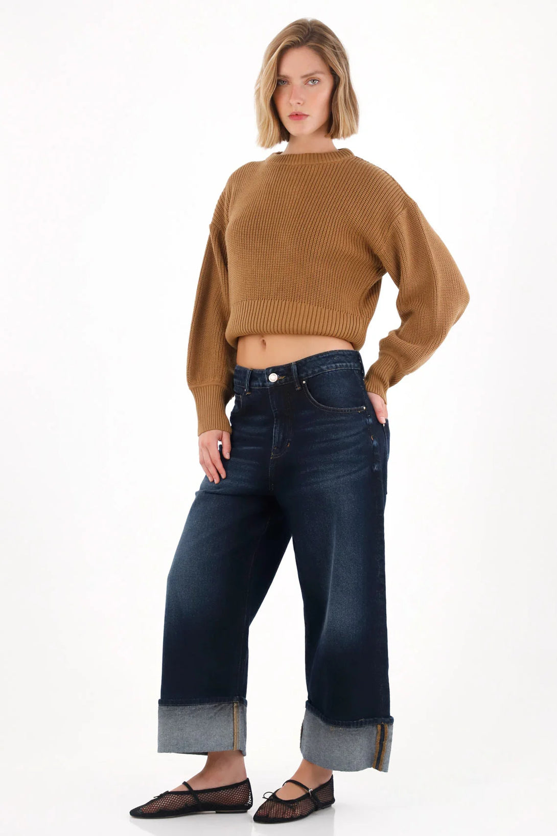 Wide Knit Sweatshirt in Brown for Women