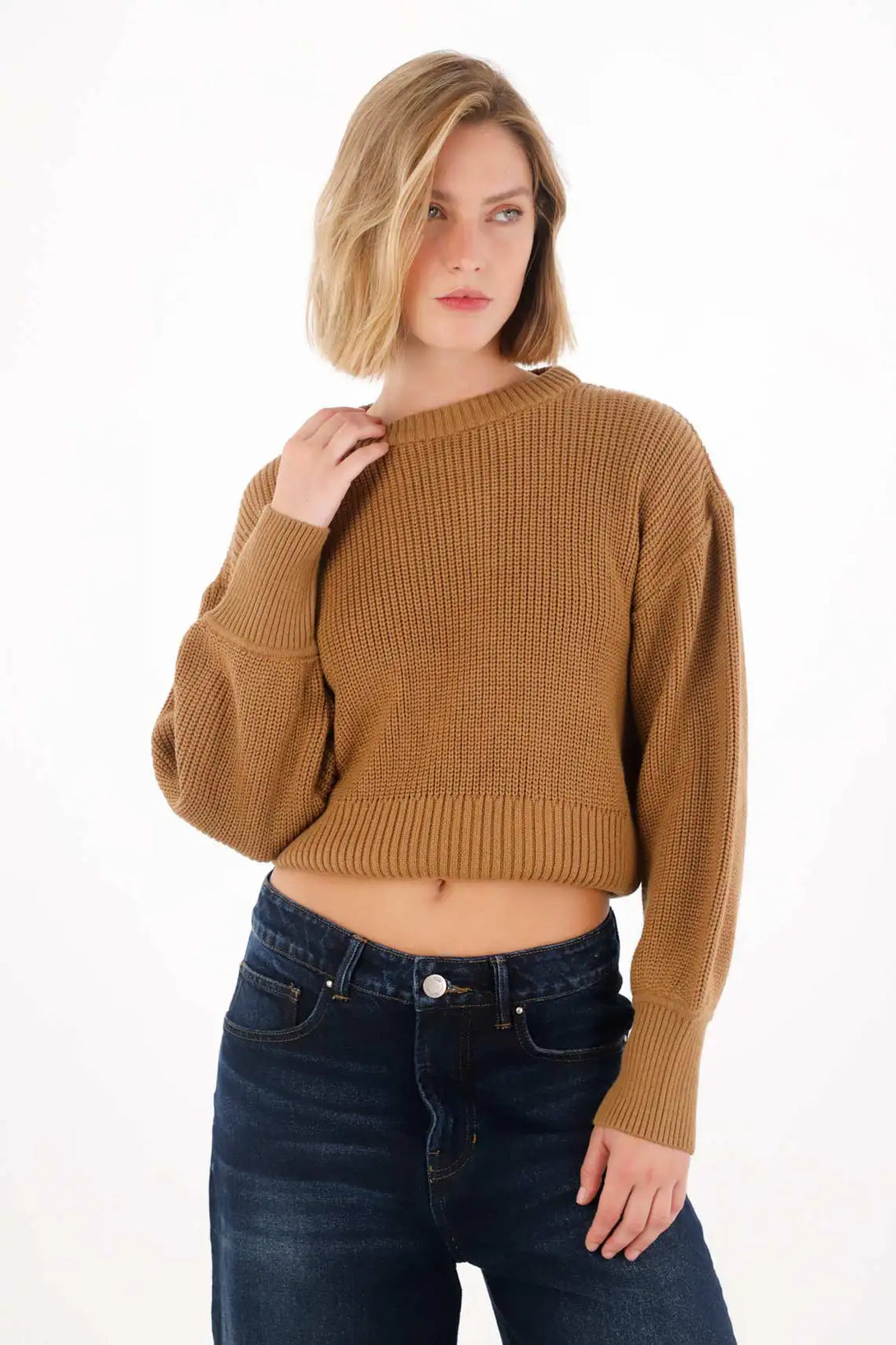Wide Knit Sweatshirt in Brown for Women