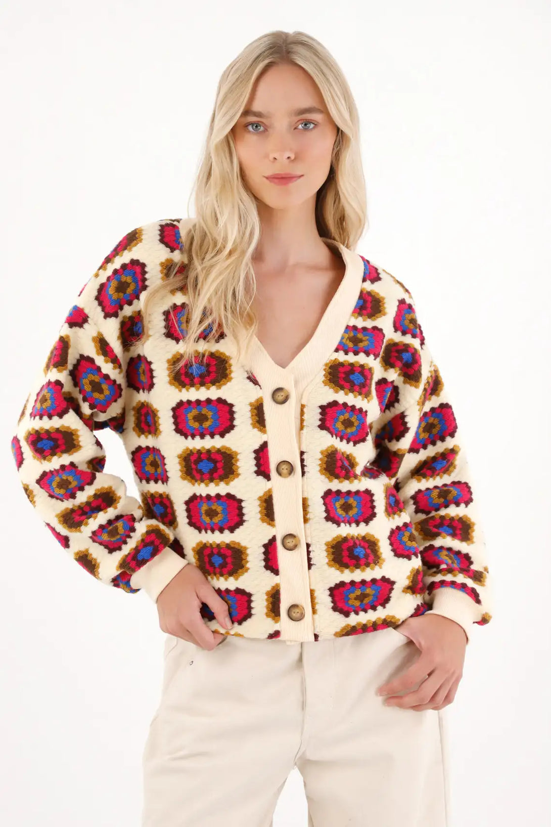 Woven Sweatshirt in Pre-Dyed Shepherd Fabric for Women