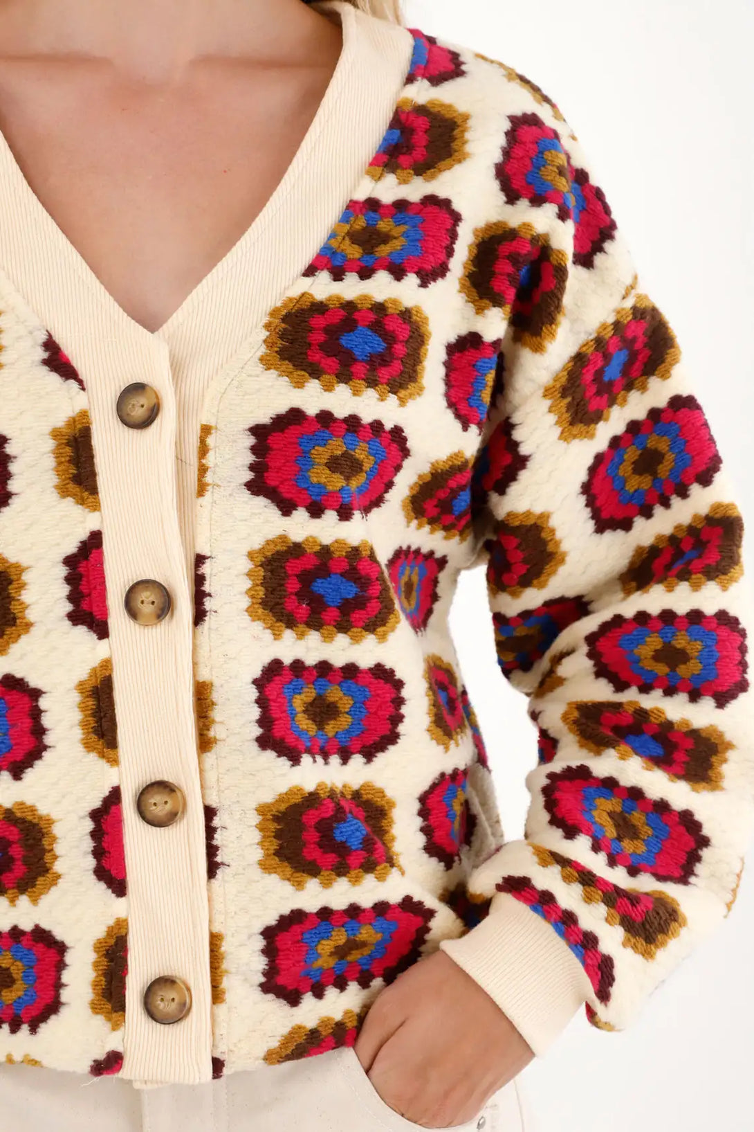 Woven Sweatshirt in Pre-Dyed Shepherd Fabric for Women