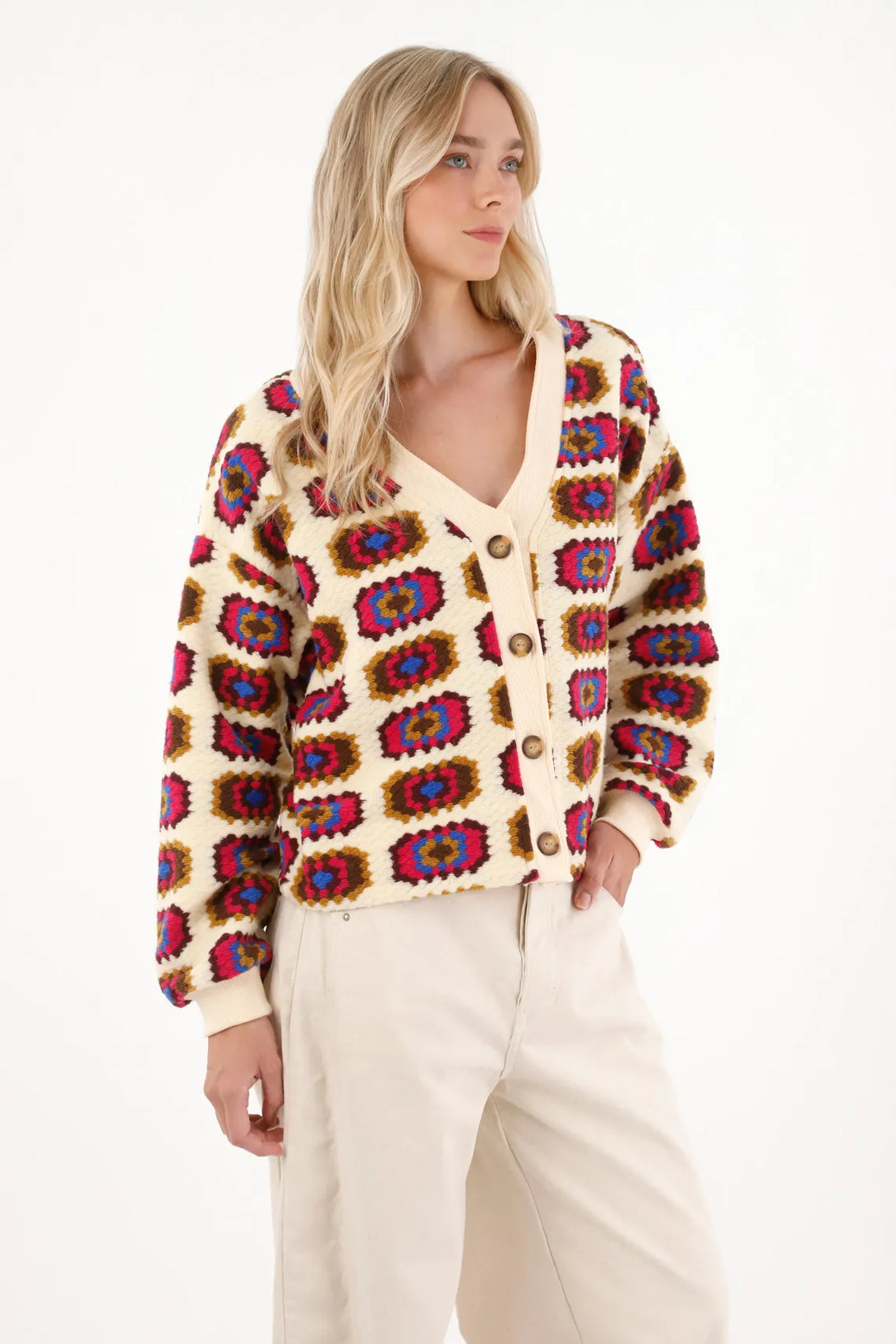 Woven Sweatshirt in Pre-Dyed Shepherd Fabric for Women