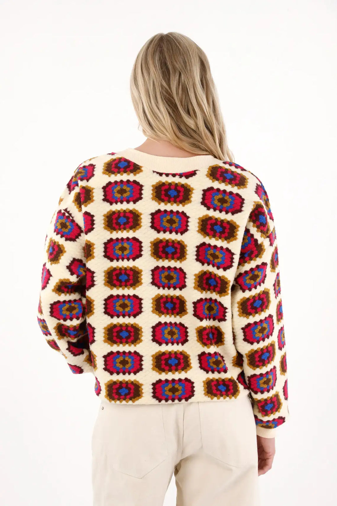 Woven Sweatshirt in Pre-Dyed Shepherd Fabric for Women