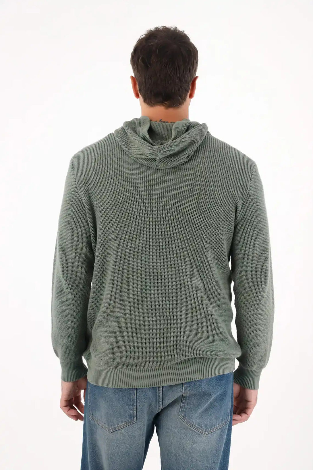 Buzo tipo hoodie tejido verde para hombre