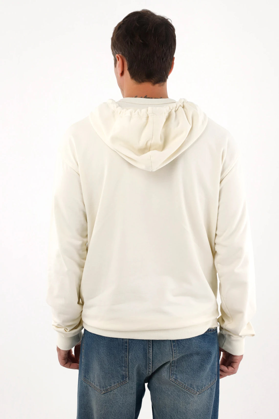 Buzo tipo hoodie con capucha crudo para hombre
