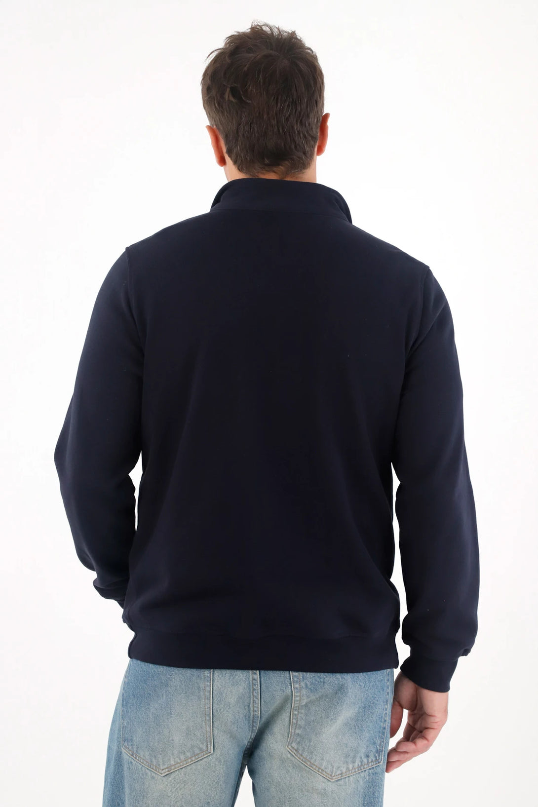 Men's Regular Fit Navy Blue Zip-Up Sweatshirt
