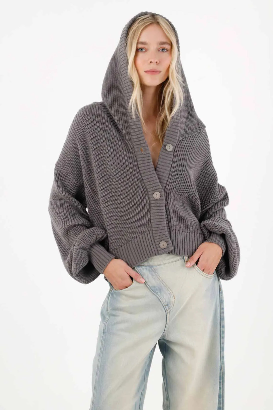 Women’s Oversized Gray Acrylic Hoodie