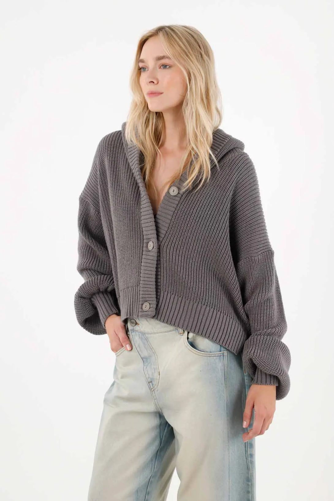 Women’s Oversized Gray Acrylic Hoodie