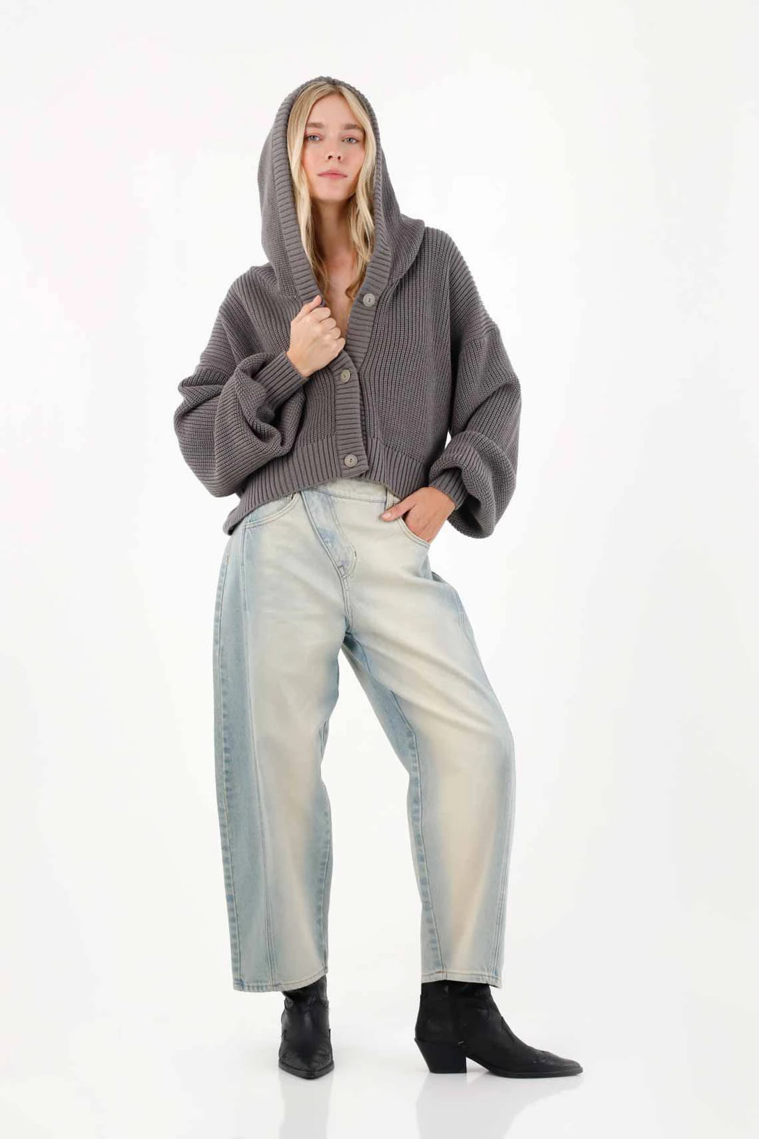 Women’s Oversized Gray Acrylic Hoodie