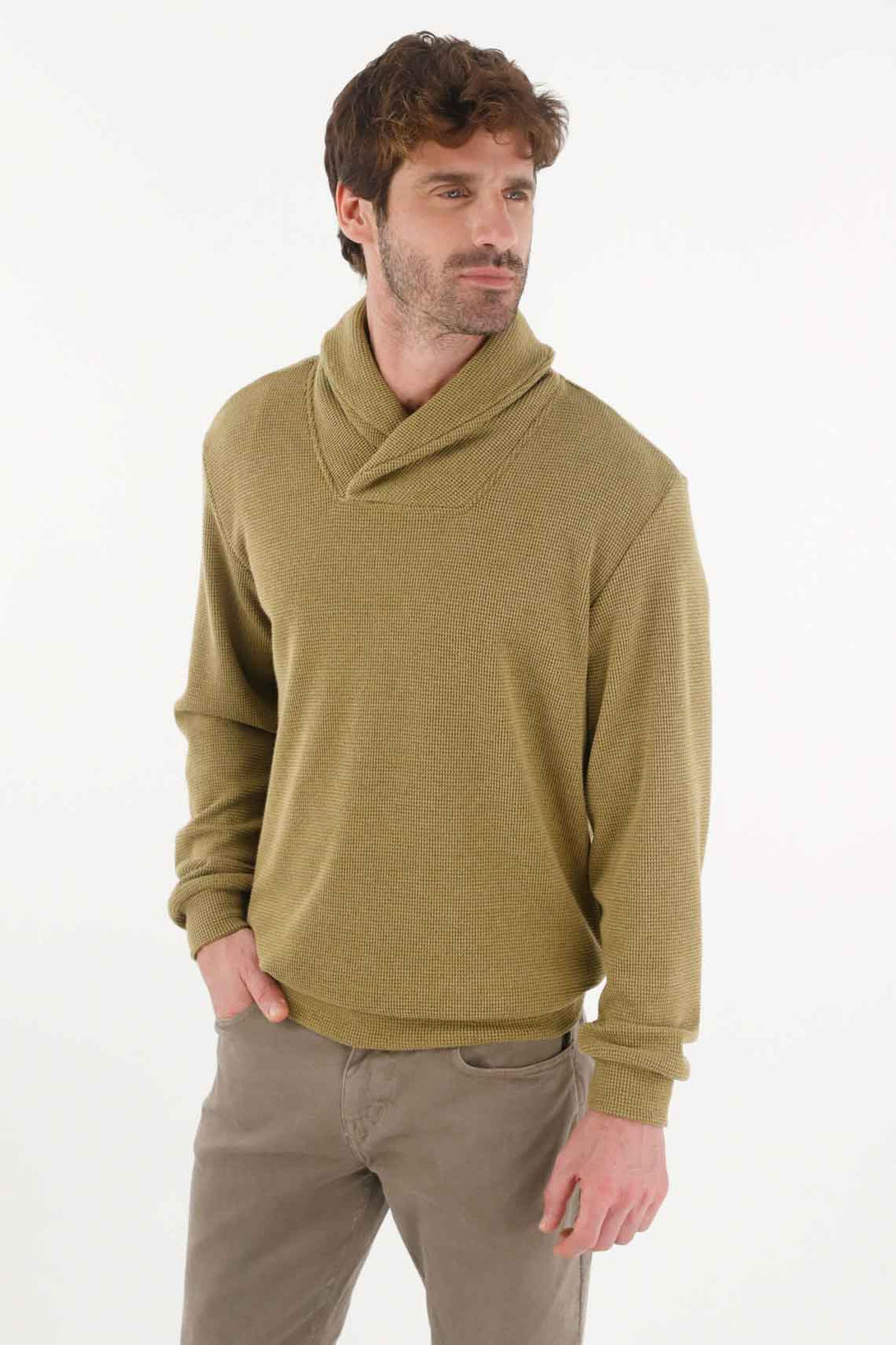 Green Cross-Neck Sweatshirt for Men
