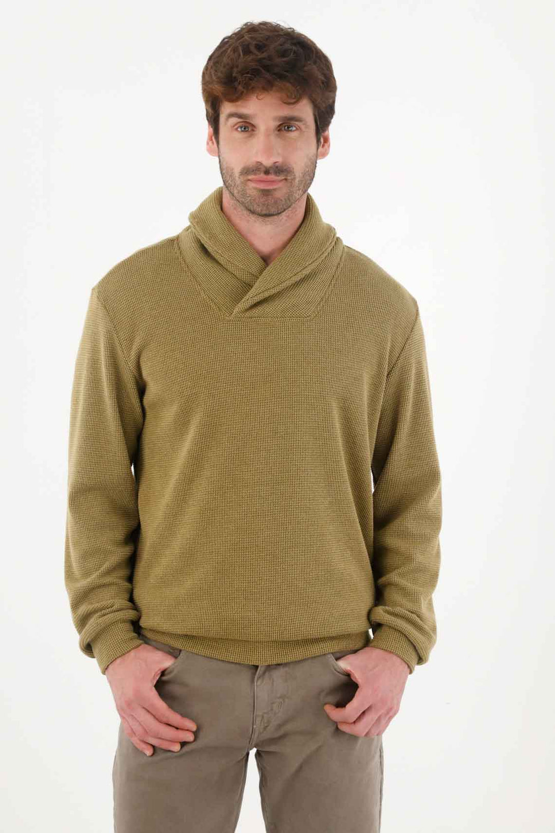 Green Cross-Neck Sweatshirt for Men