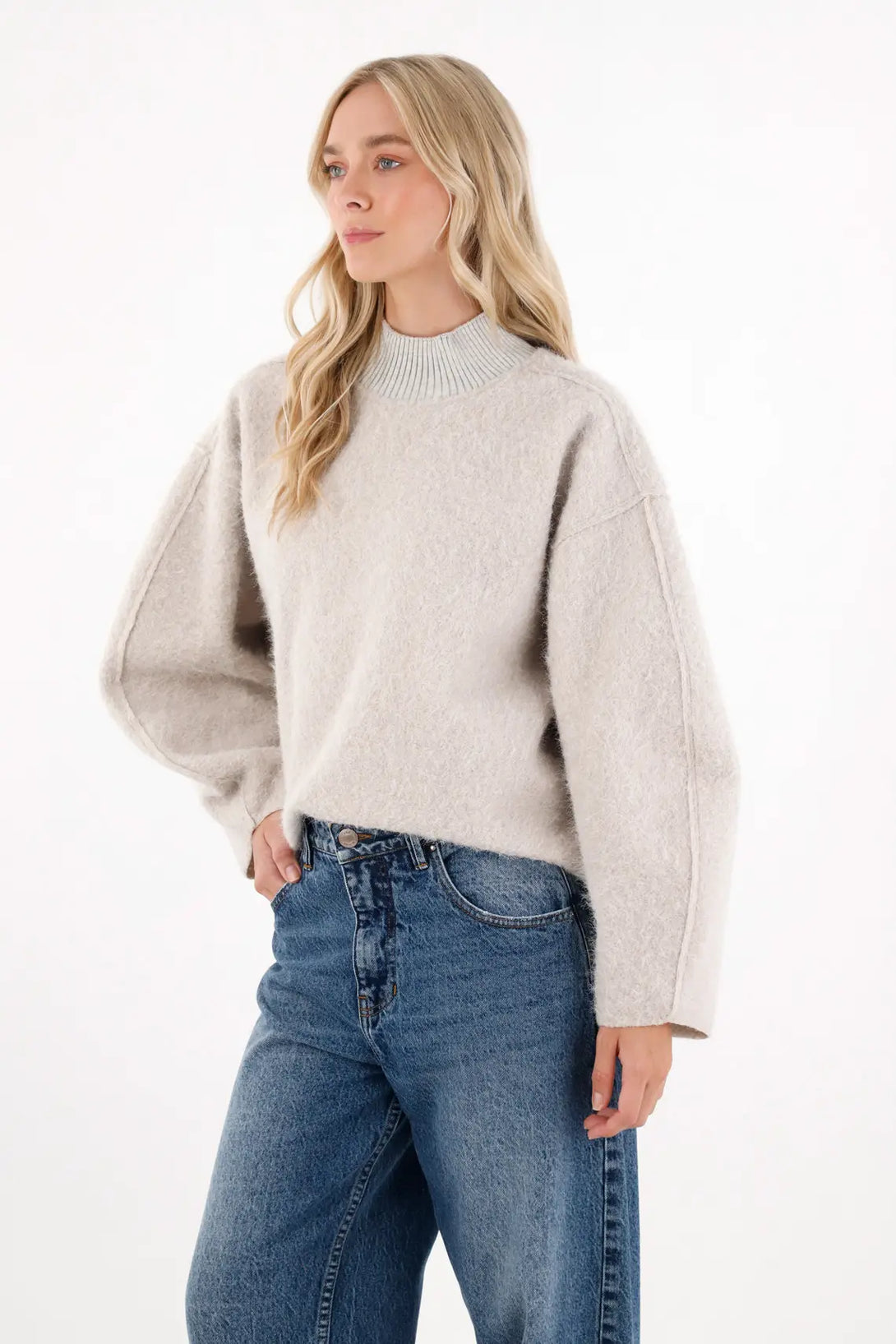 Sweatshirt with Off-White Texture for Women
