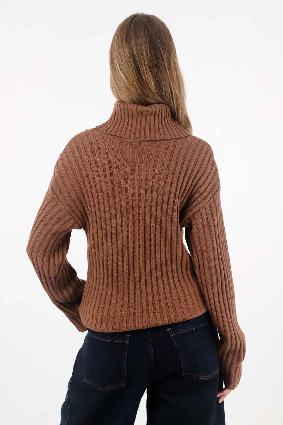 Brown Turtleneck Sweatshirt for Women