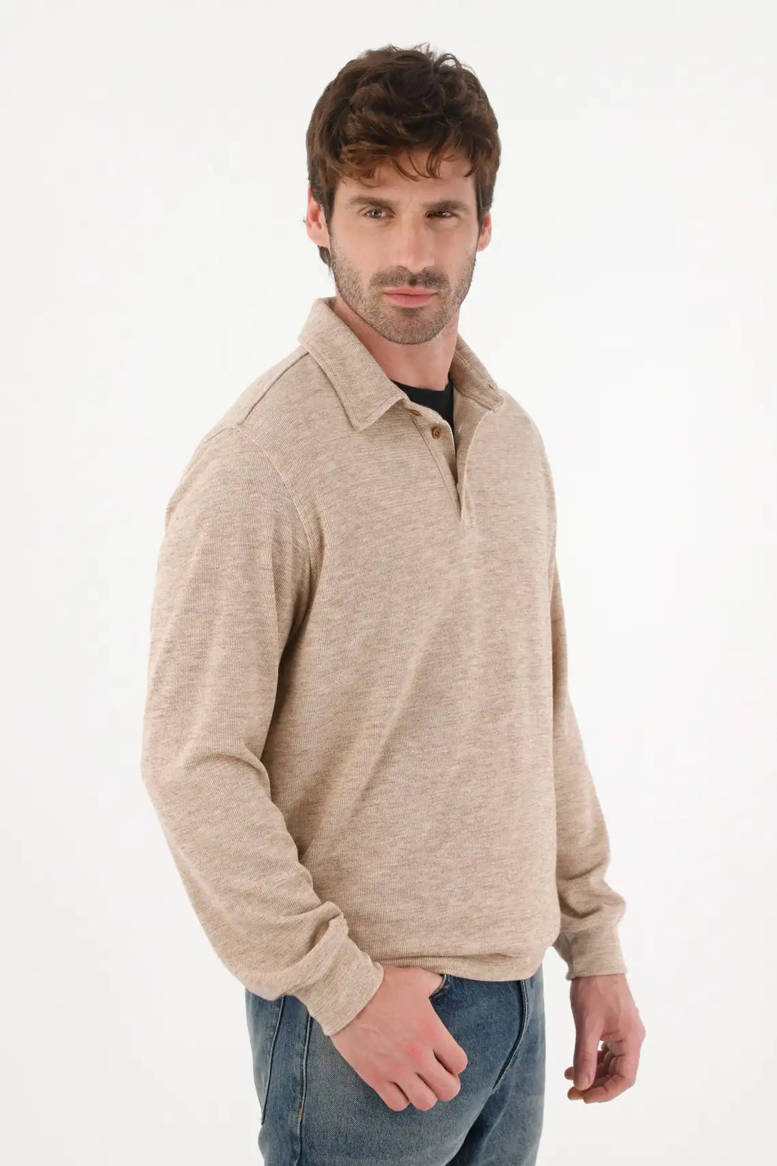 Buzo con cuello polo crudo para hombre