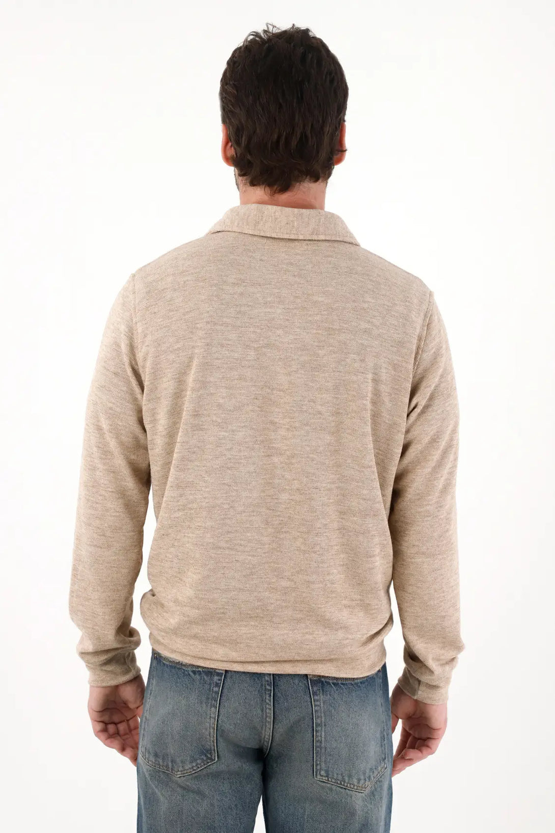 Buzo con cuello polo crudo para hombre