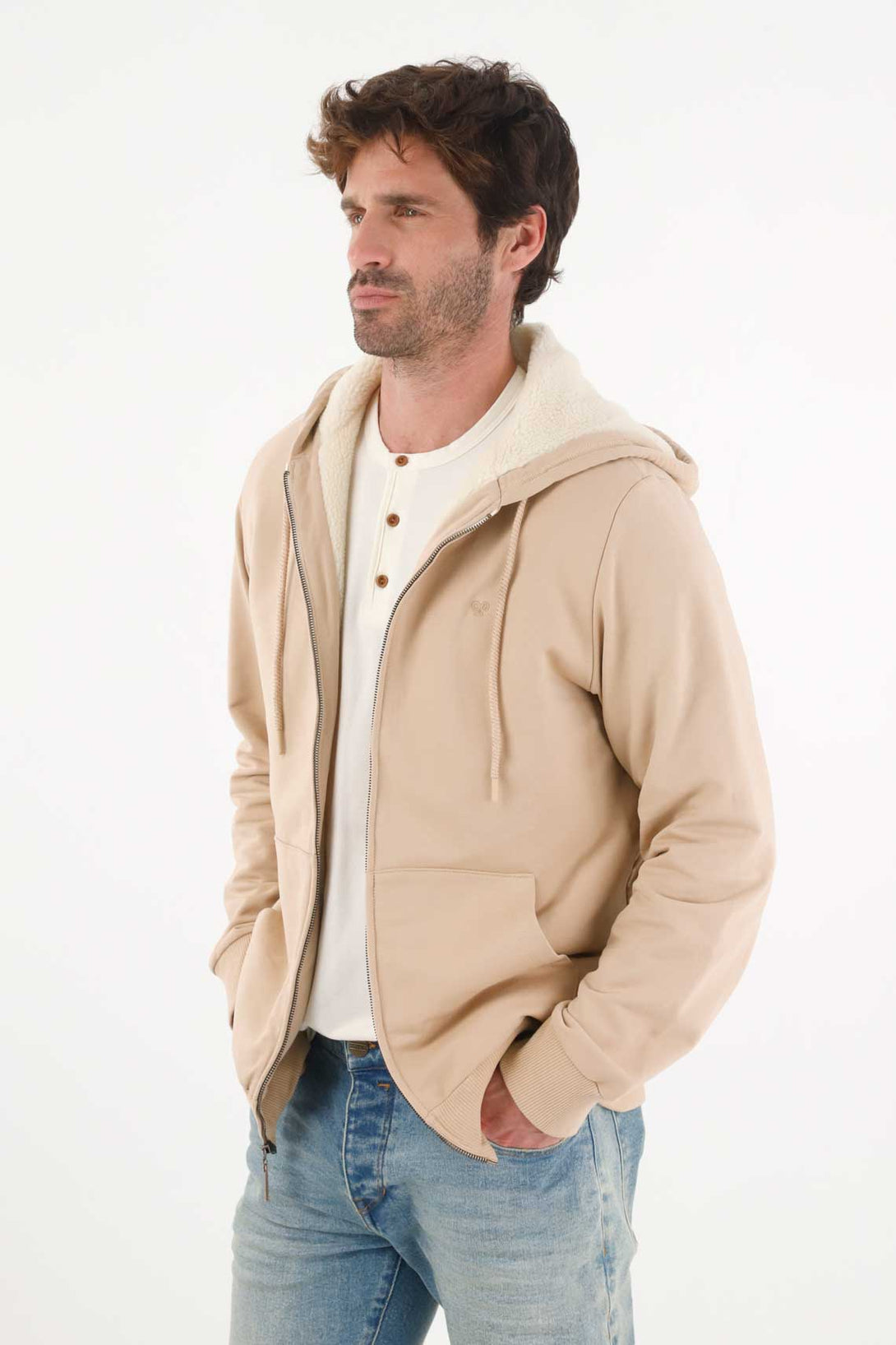 Buzo con capucha crudo para hombre