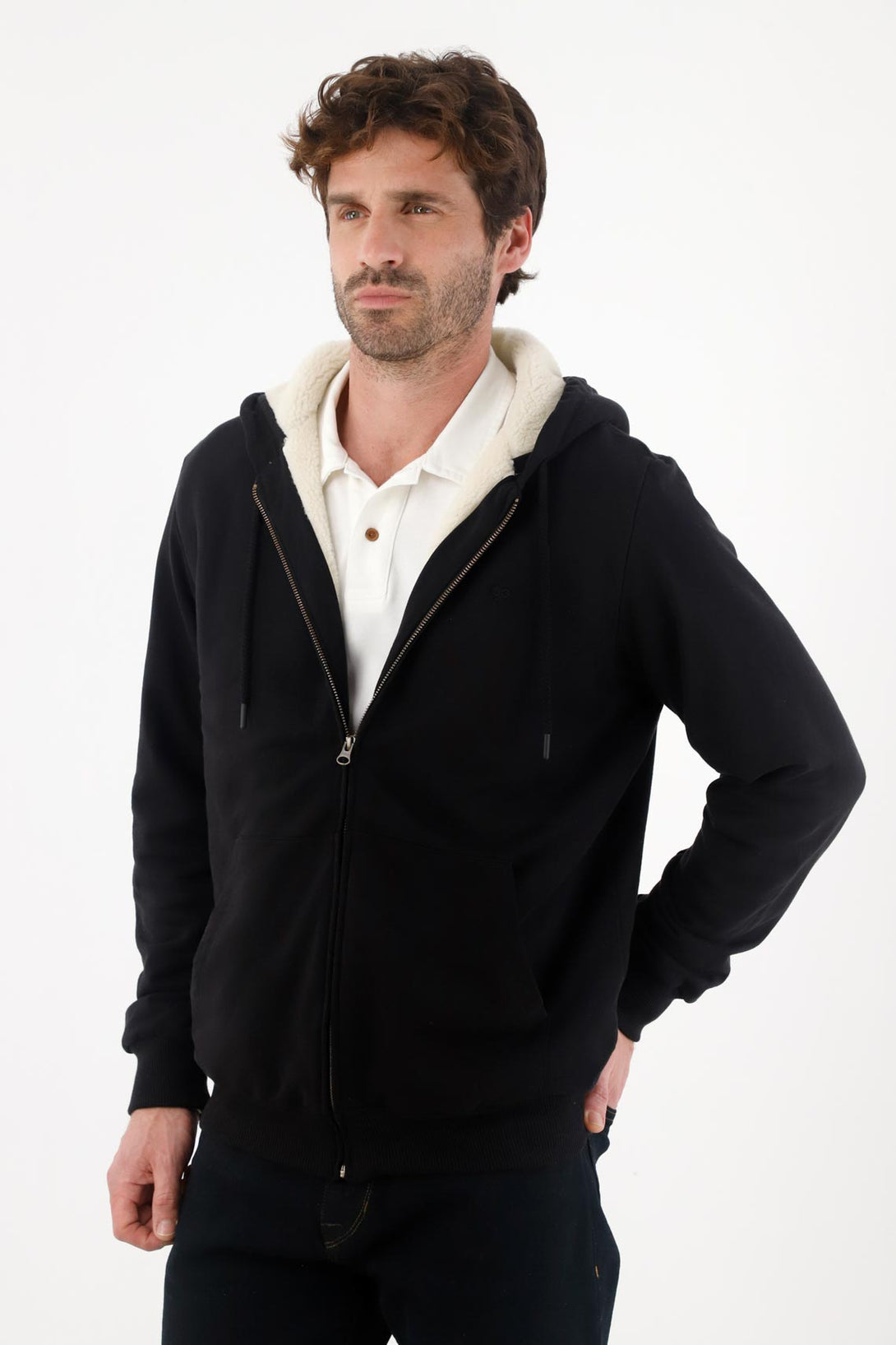 Buzo con ajuste de cierre negro para hombre