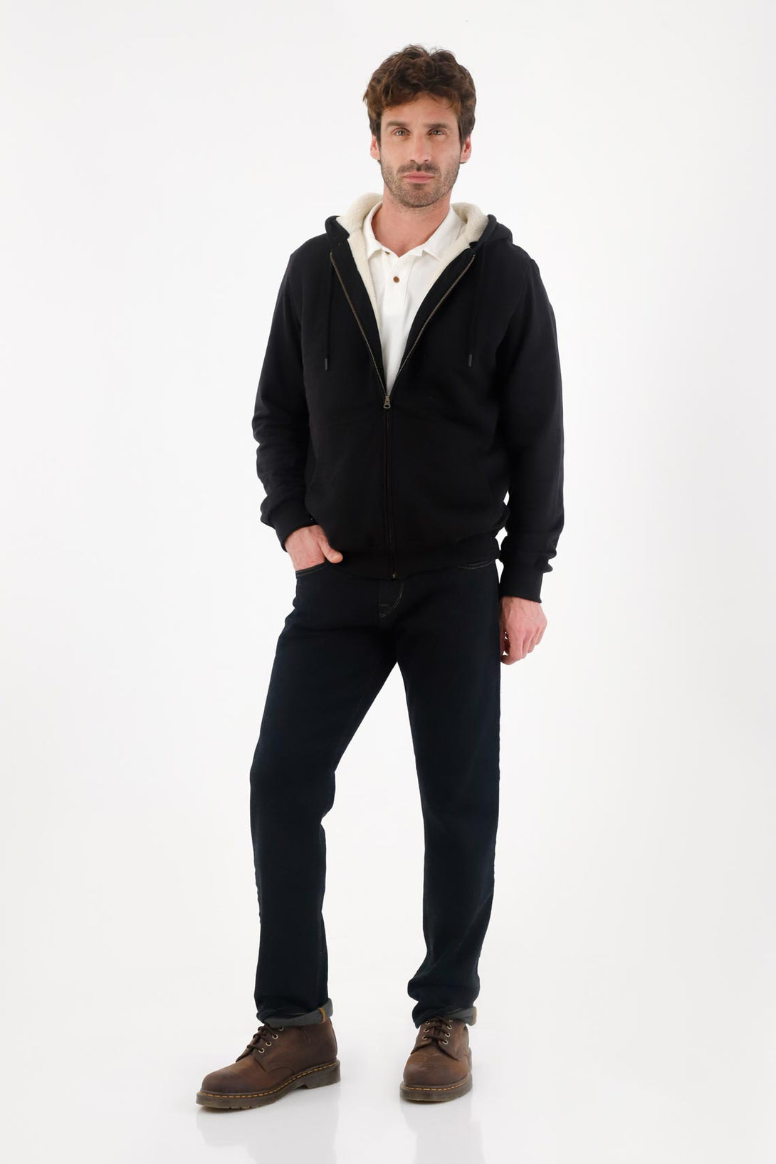 Buzo con ajuste de cierre negro para hombre