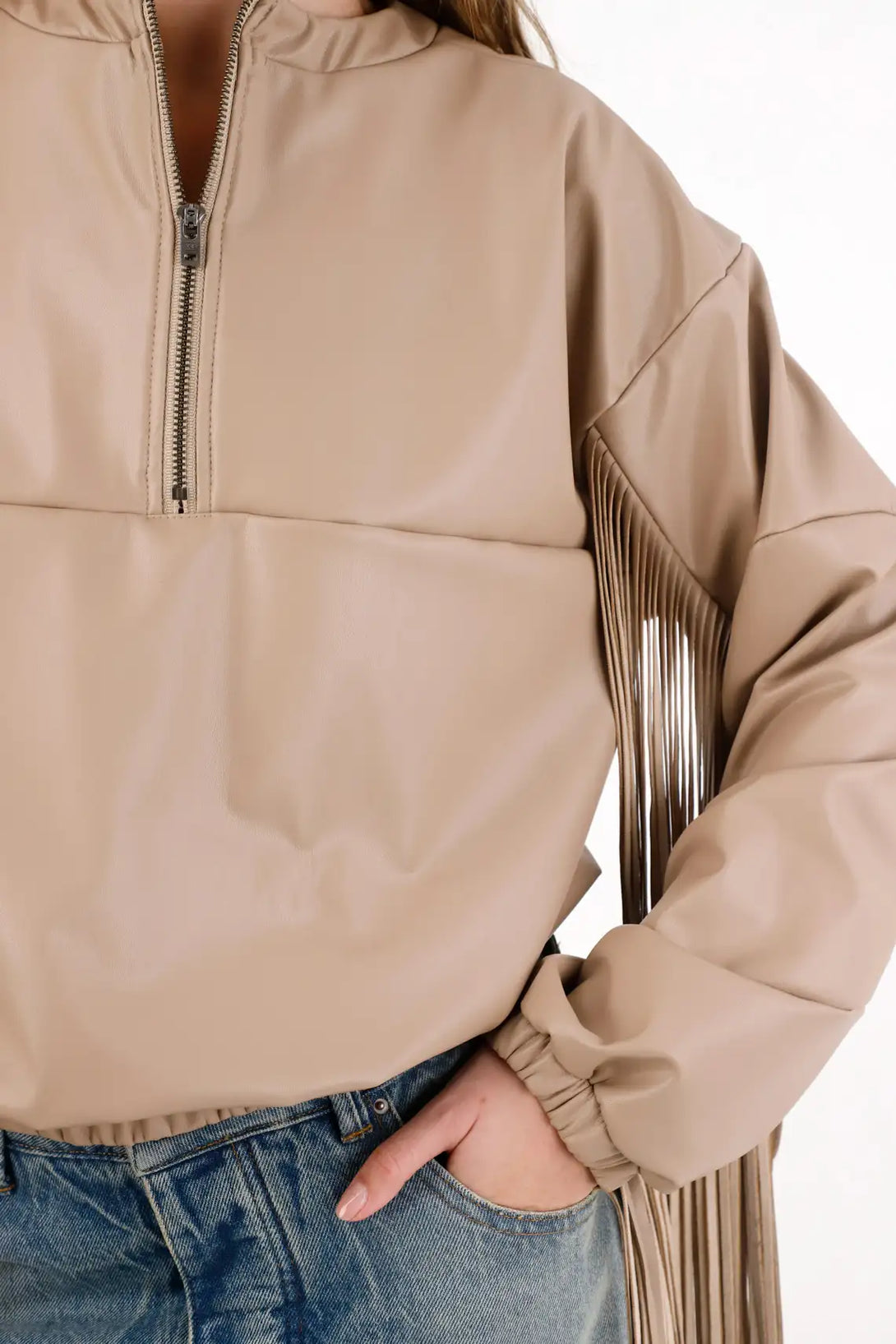 Brown Fringe Sweatshirt for Women