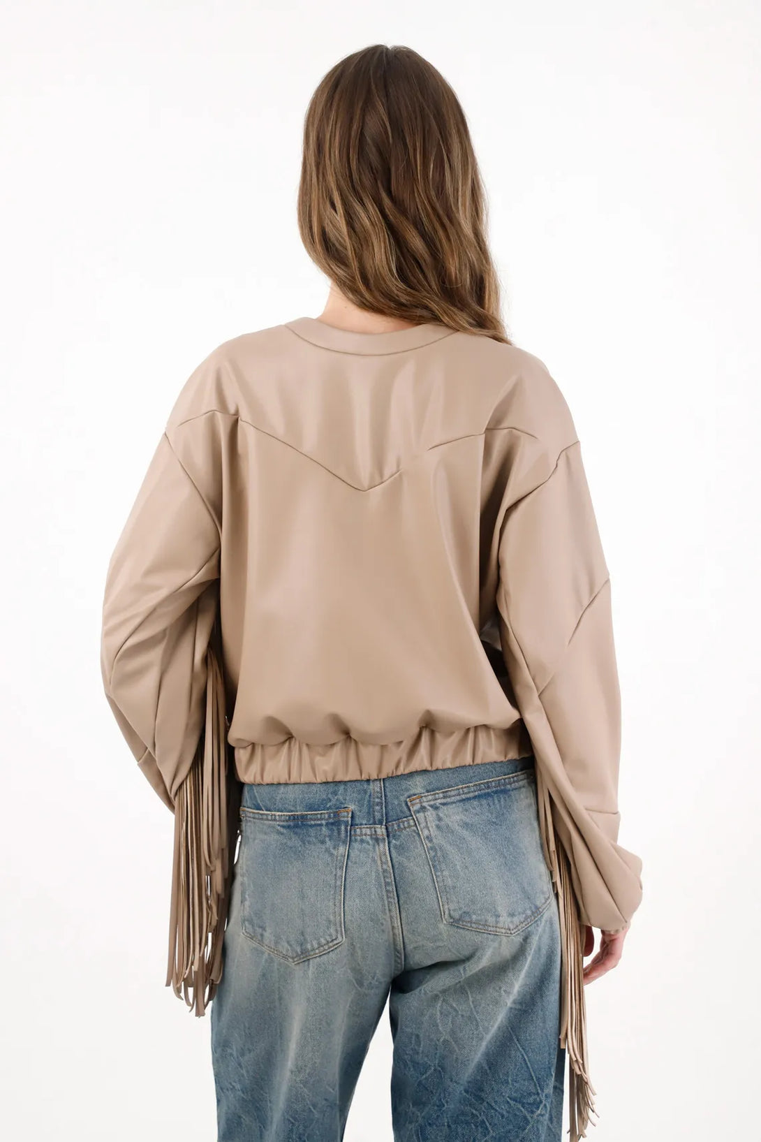 Brown Fringe Sweatshirt for Women