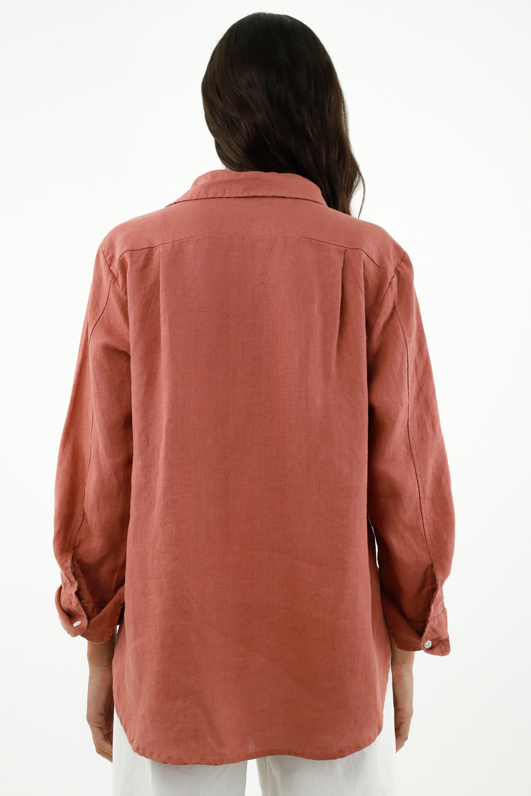 Camisa manga larga naranja para mujer