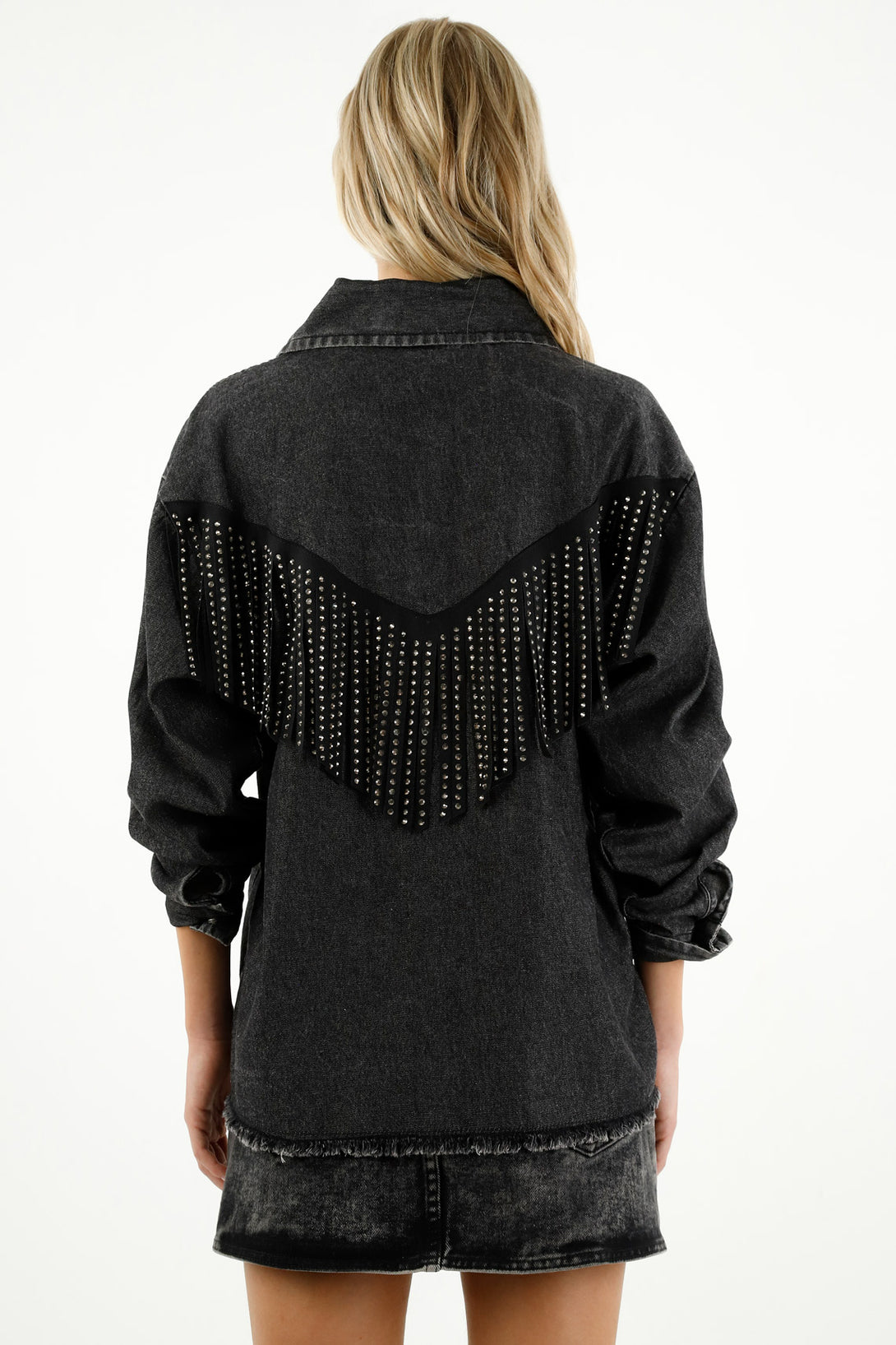 Camisa en chambray negra para mujer