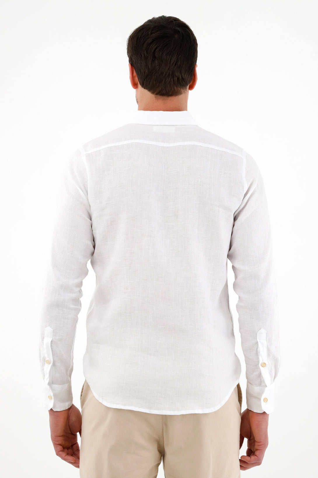 Men's White Long-Sleeve 100% Linen Shirt