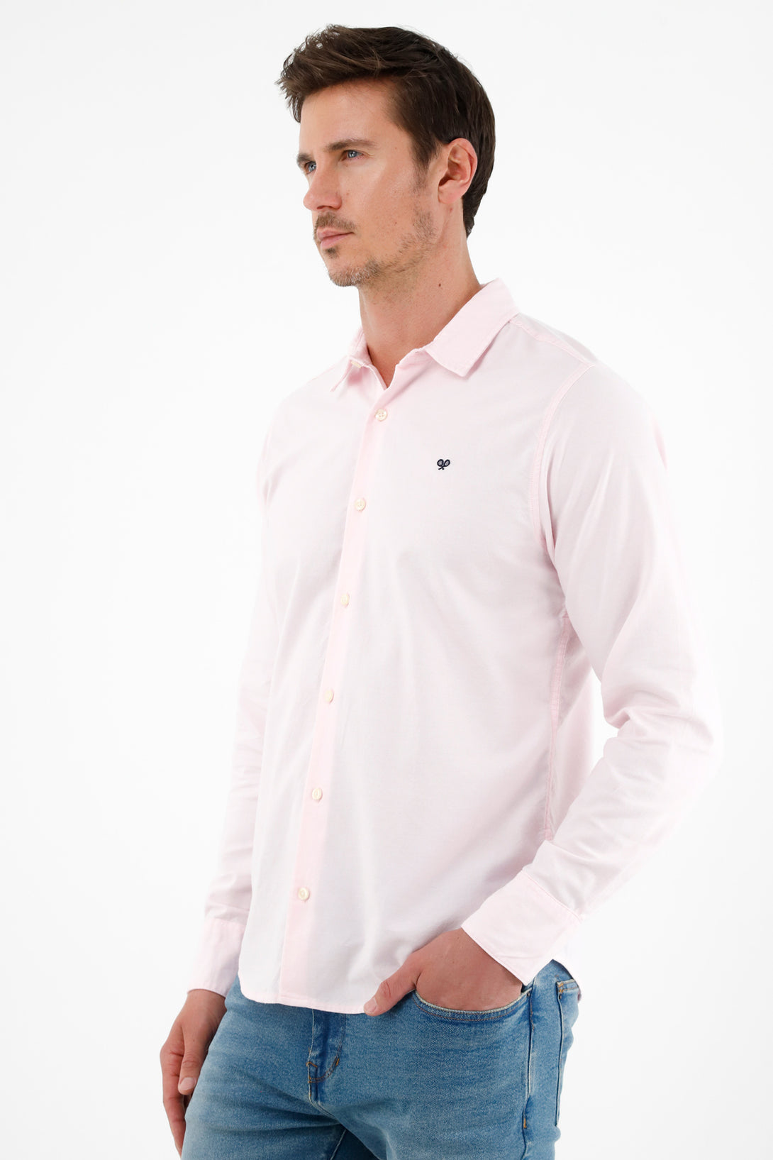 Men's Pink Long-Sleeve Shirt