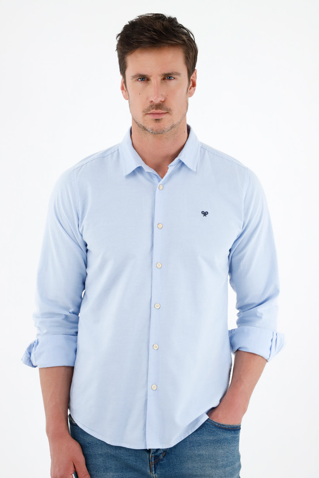 Men's Blue Long Sleeve Shirt