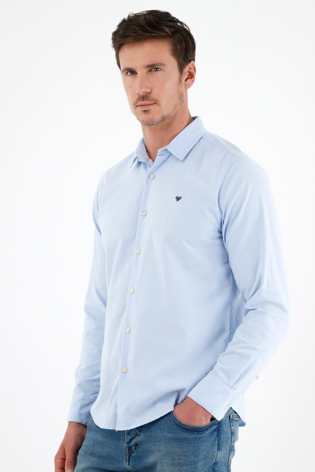 Men's Blue Long Sleeve Shirt