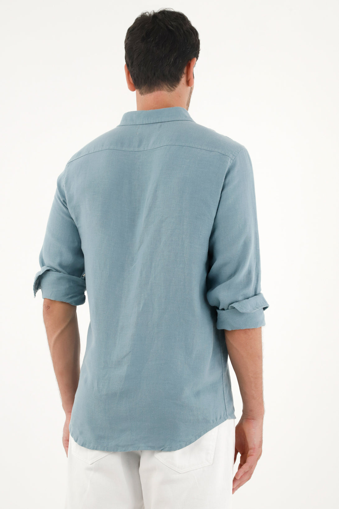 Men's Blue 100% Linen Shirt