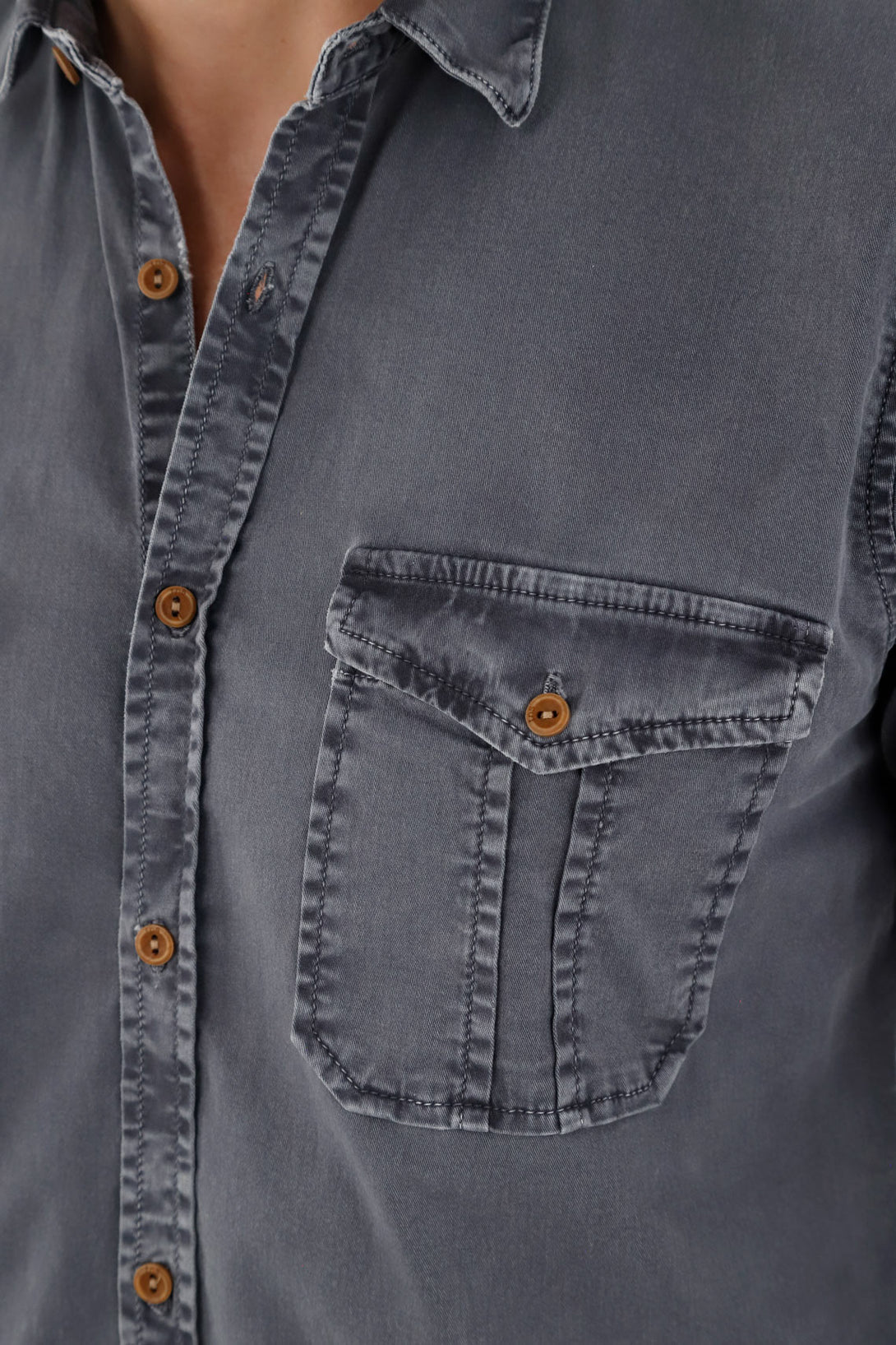 Camisa manga larga azul para hombre