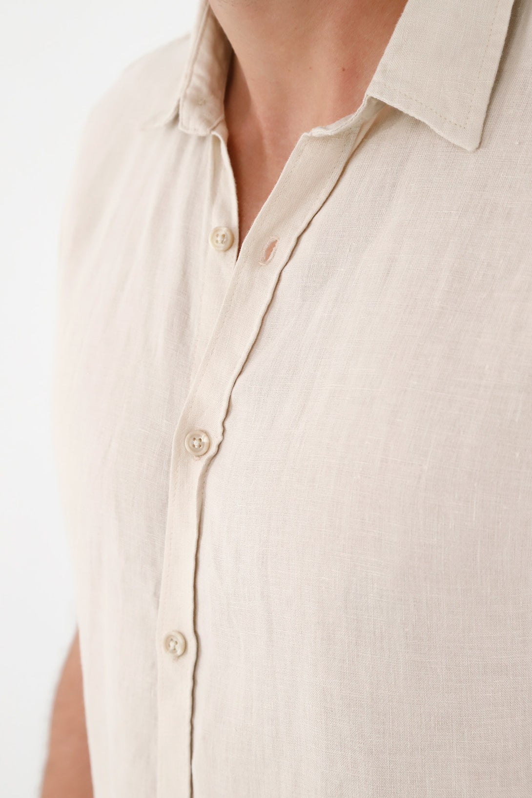 Men's Ecru 100% Linen Shirt