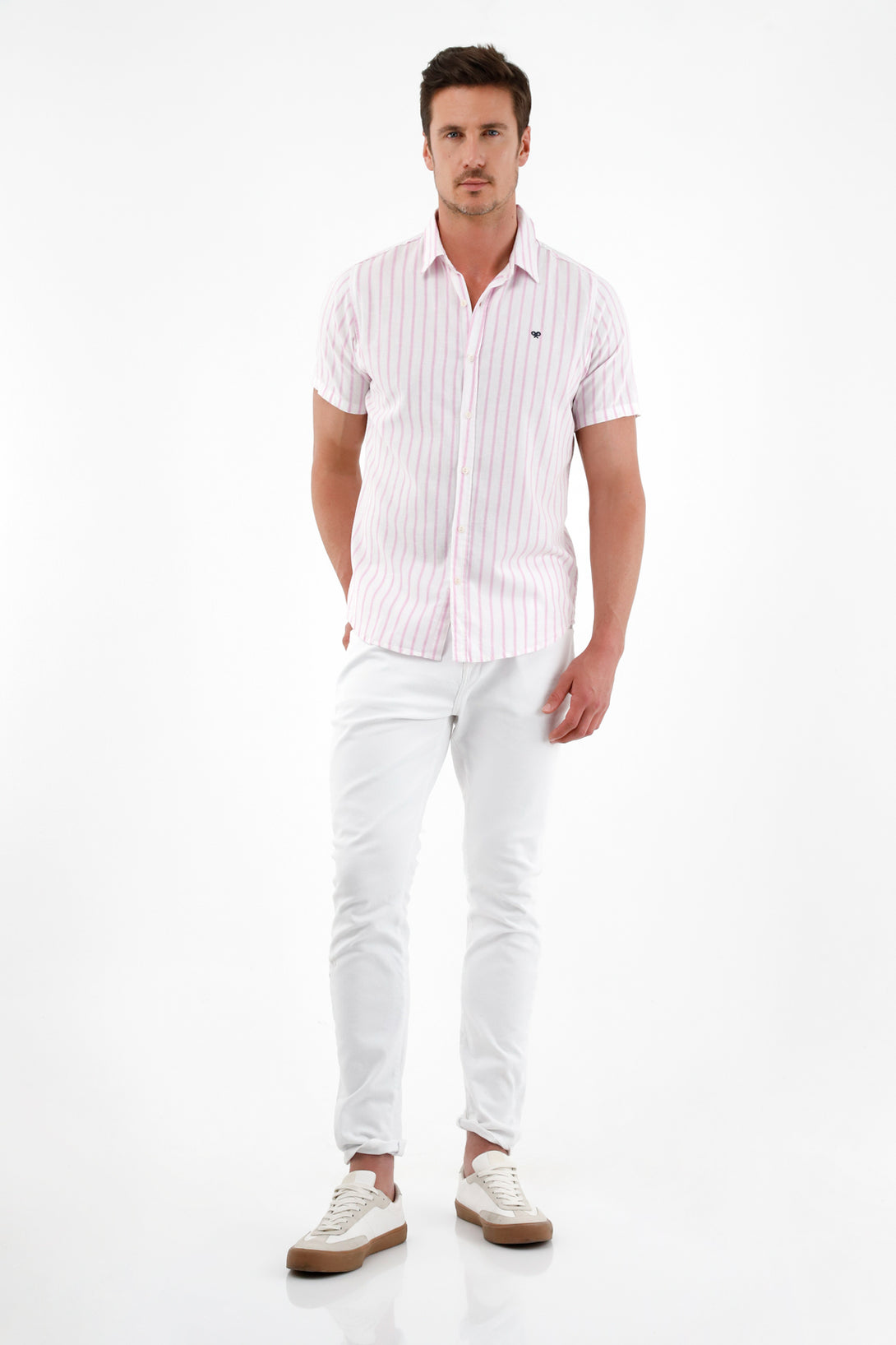 Men's pink short-sleeve shirt