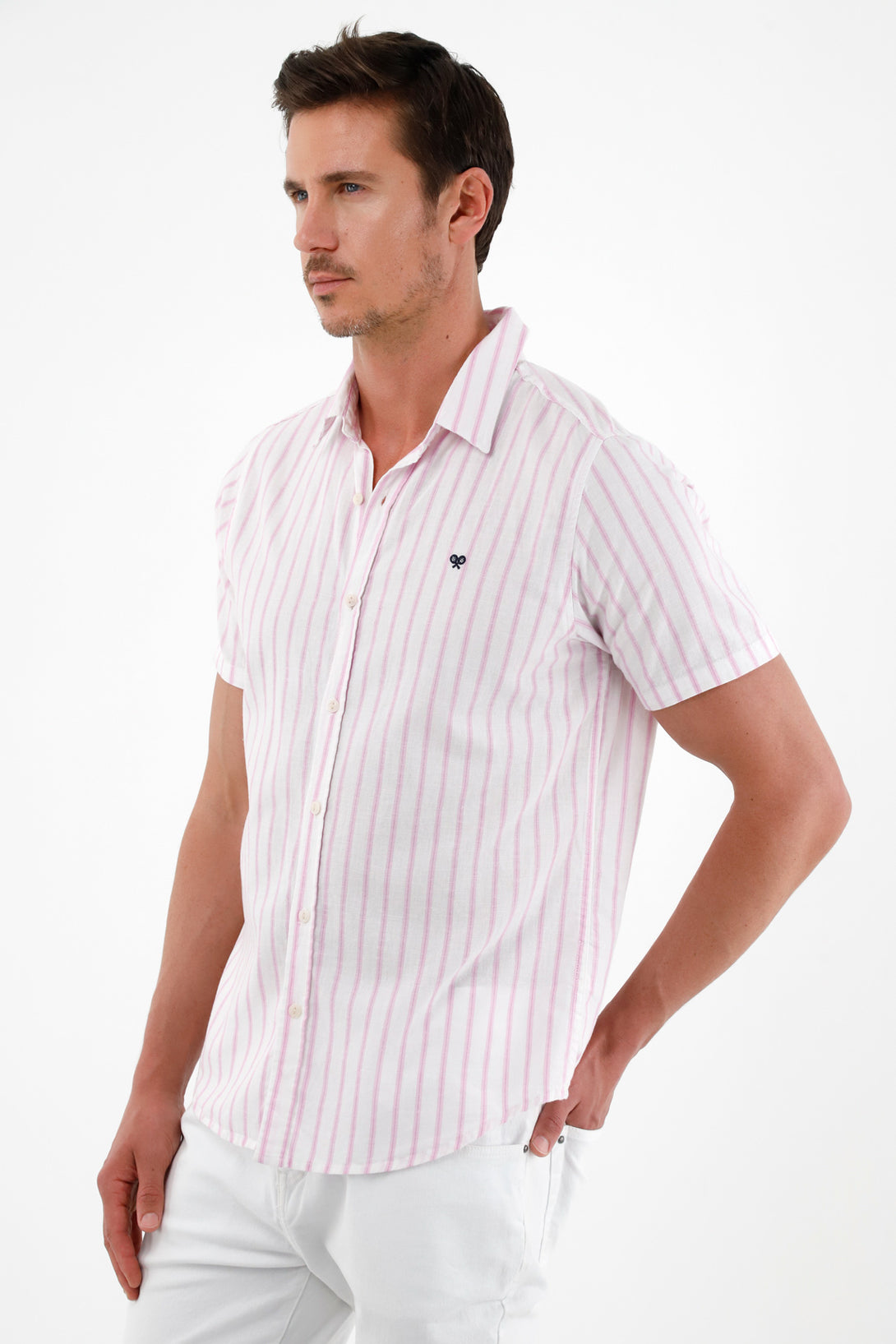 Men's pink short-sleeve shirt