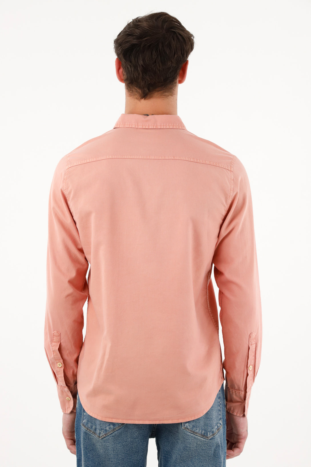 Men's Long Pink Oxford Cloth Shirt