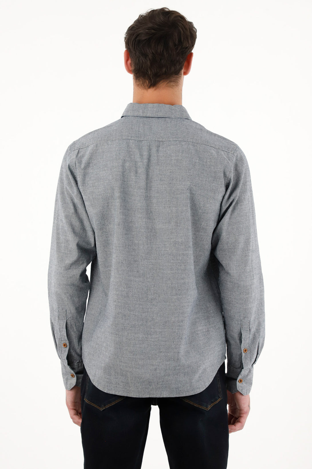 Men's Striped Pre-Washed Blue Shirt
