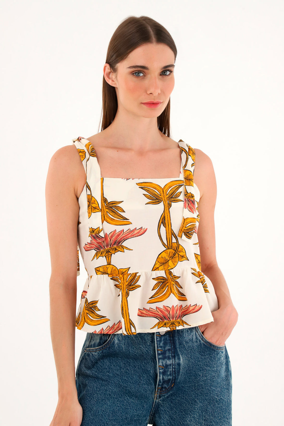 Women's Printed Straight Collar Shirt