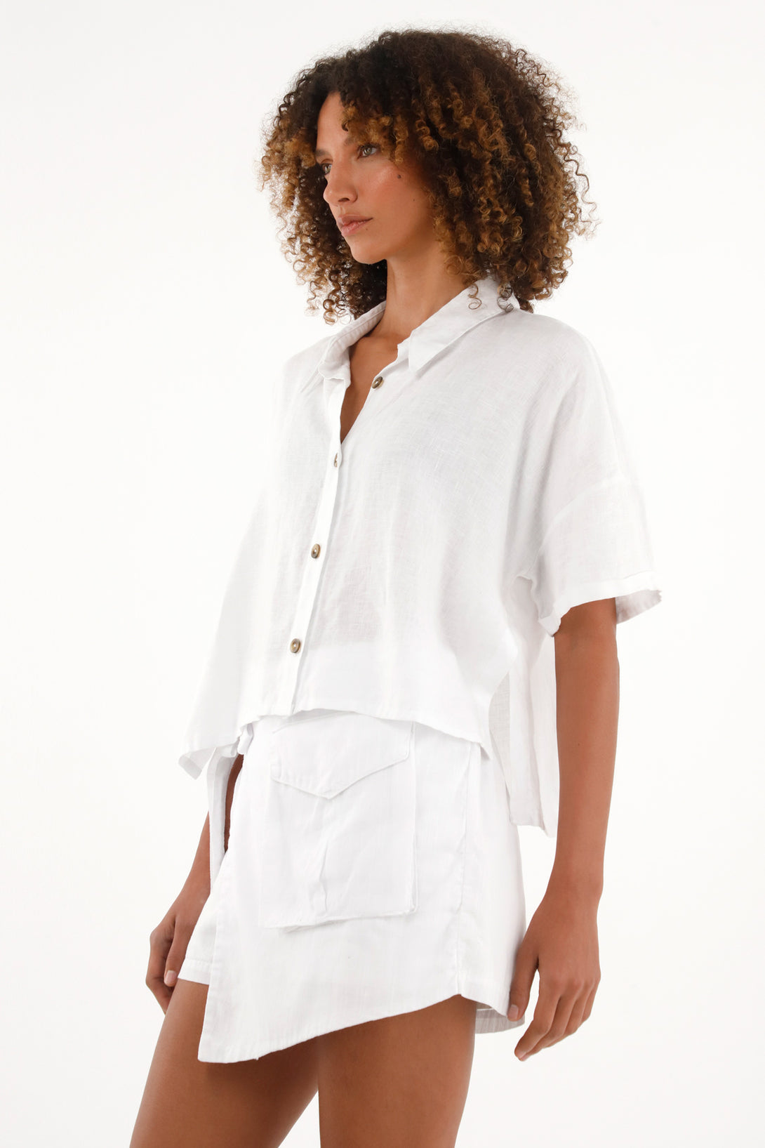 Women's 100% linen off-white shirt
