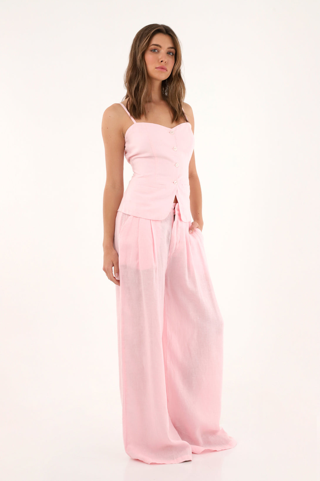Women's pink corset-style shirt