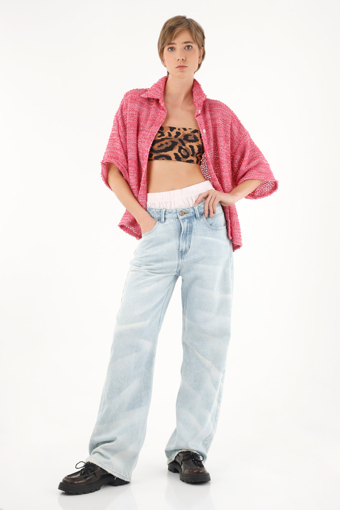 Women's pink tweed shirt