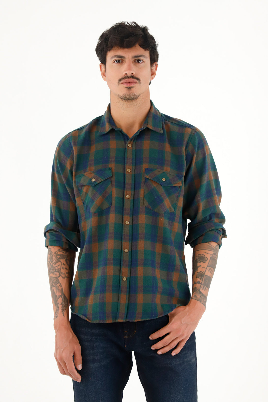 Men's Green Plaid Flannel Shirt