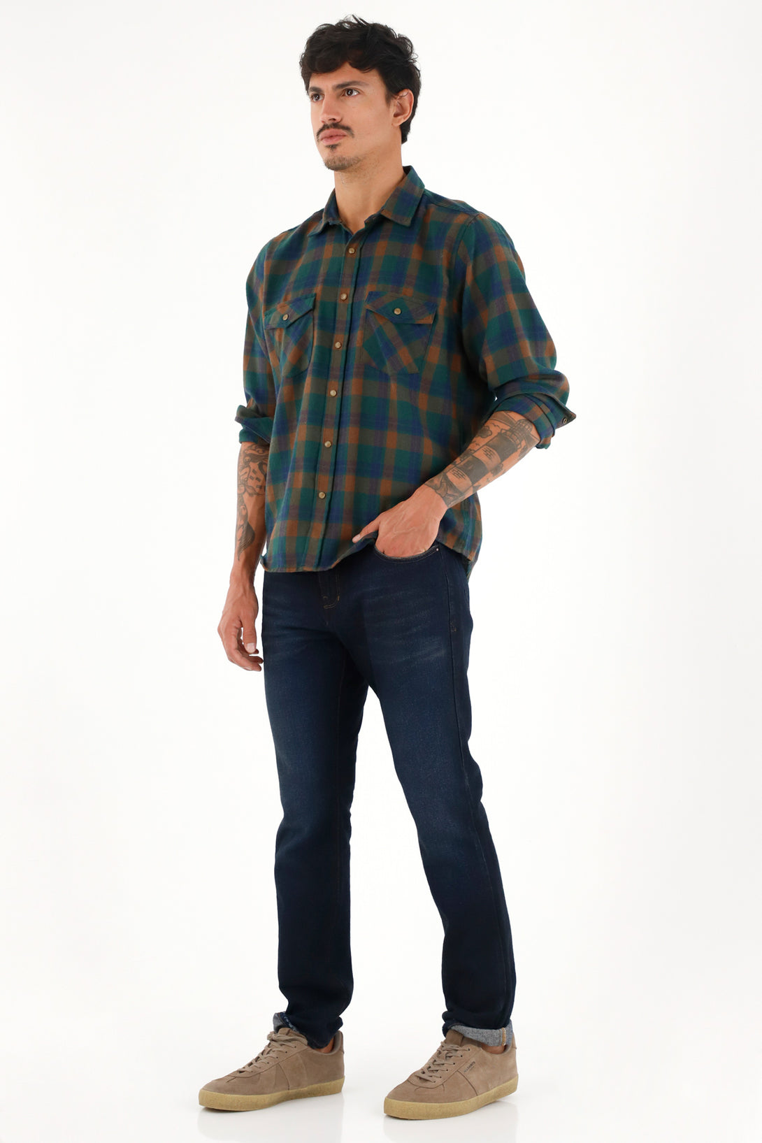 Men's Green Plaid Flannel Shirt